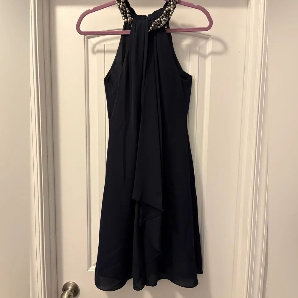 Calvin Klein Dark Navy Blue Halter Sheath Dress Size Small